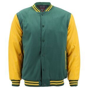Maximos Men's LMJ Snap Button Front Classic Varsity Jacket Green Yellow